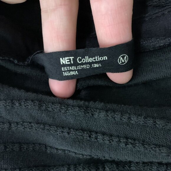 NET Collection Midi Dress Medium Black Minimalist Short Sleeve - Picture 6 of 8